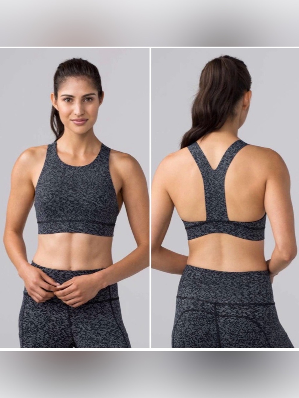 Lululemon Fast & Free Bra 12 Black Static racerback